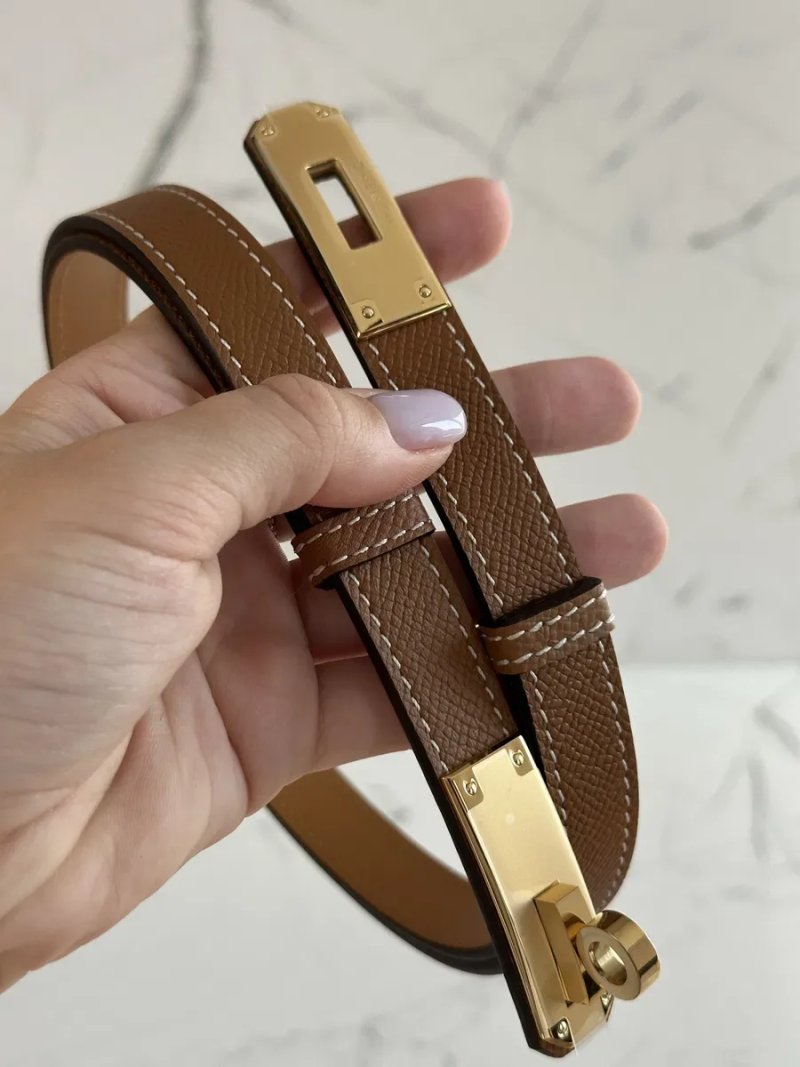 Ремінь Hermes Kelly натуральна шкіра, Belt epsom, пояс ермес келлі, ремень эрмес келли натуральная кожа gold коричневий — фото 5