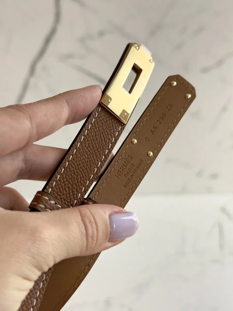 Ремінь Hermes Kelly натуральна шкіра, Belt epsom, пояс ермес келлі, ремень эрмес келли натуральная кожа gold коричневий — фото 6