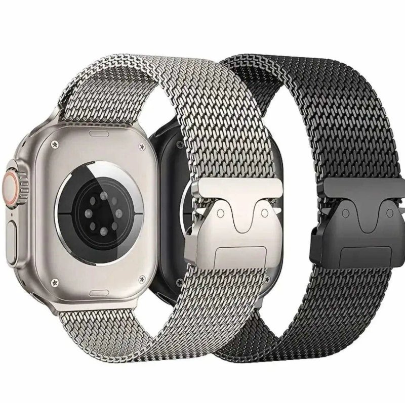 Ремінець New Milanese Loop для Apple Watch з застібкою і з крупним плетінням на 49 46 45 44мм міланська петля металевий ремінець металлический ремешок — фото 2
