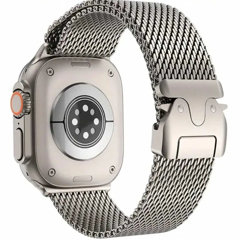 Ремінець New Milanese Loop для Apple Watch з застібкою і з крупним плетінням на 49 46 45 44мм міланська петля металевий ремінець металлический ремешок — фото 4