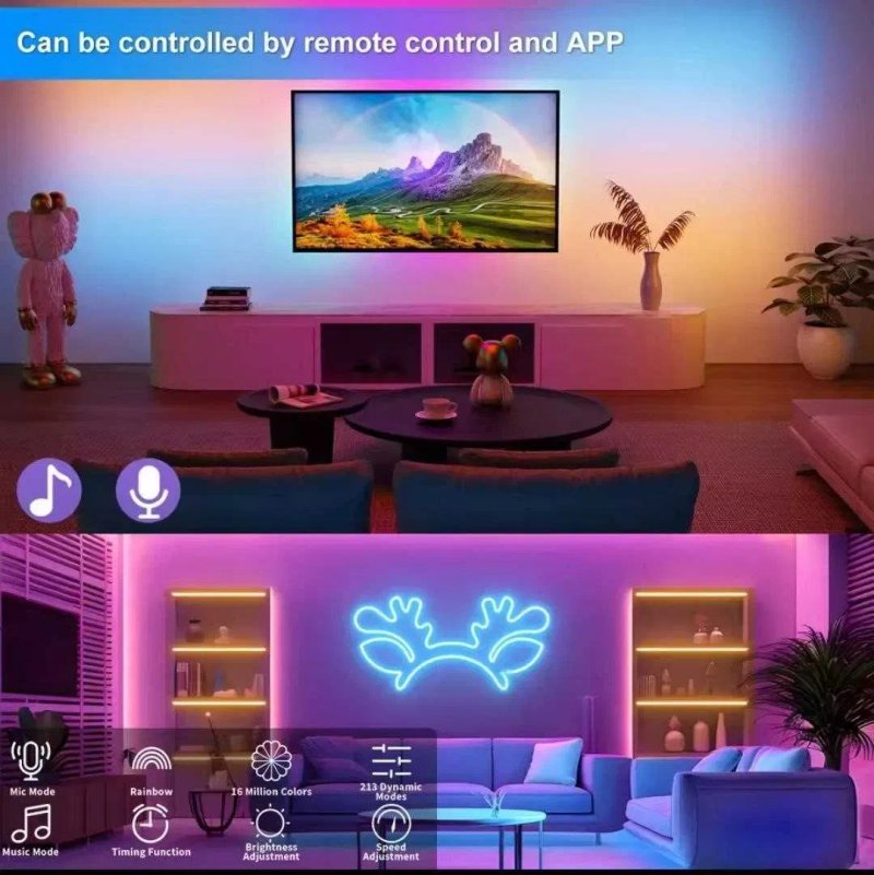 RGBIC Світлодіодна стрічка Неонова USB Bluetooth 1, 2, 3, 5 м. — фото 7