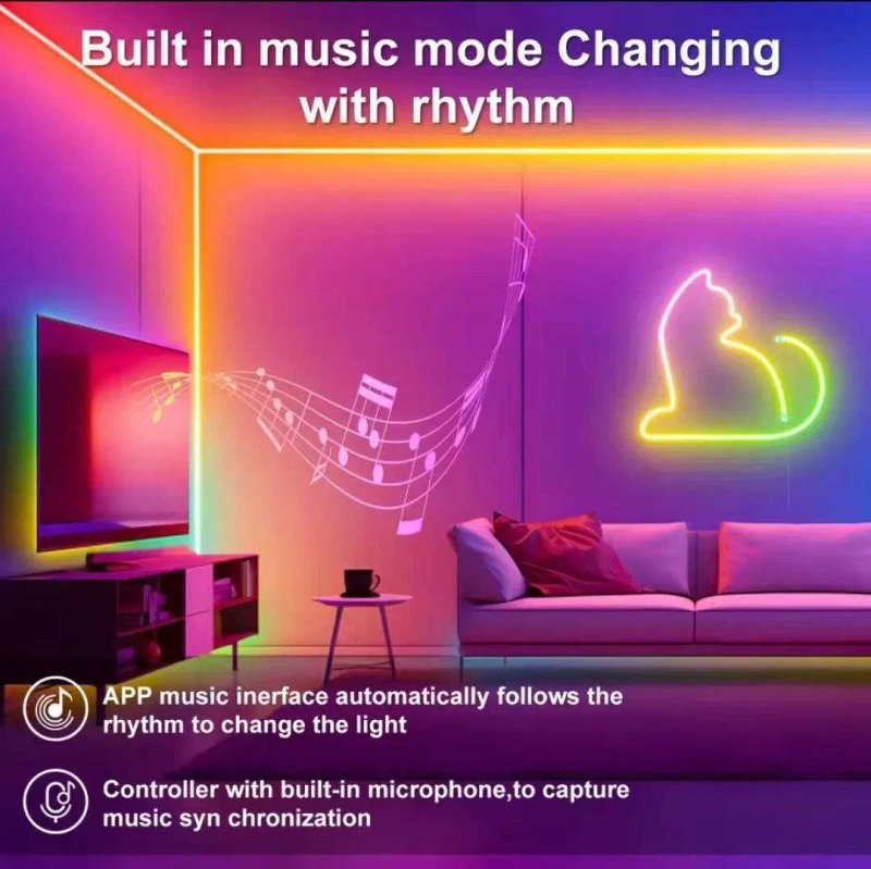 RGBIC Світлодіодна стрічка Неонова USB Bluetooth 1, 2, 3, 5 м. — фото 8