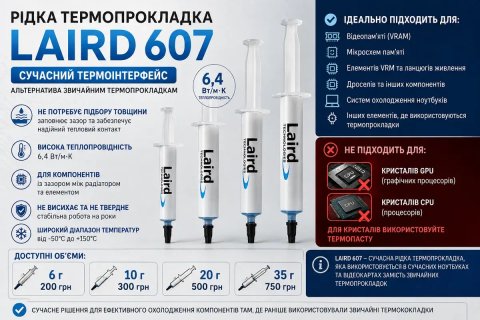 Рідка термопрокладка LAIRD 607 6,4 Вт/м·К