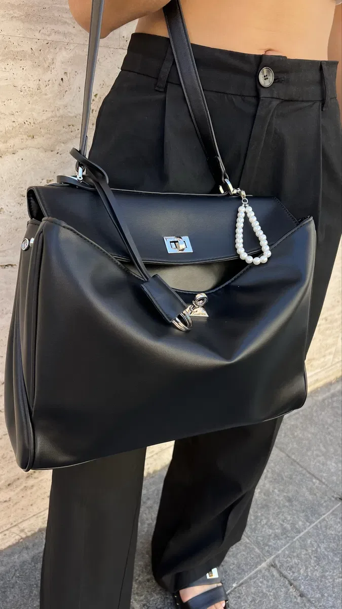 Rodeo bag кожаная сумка в стиле balenciaga, черная, сумка баленсиага — фото 5