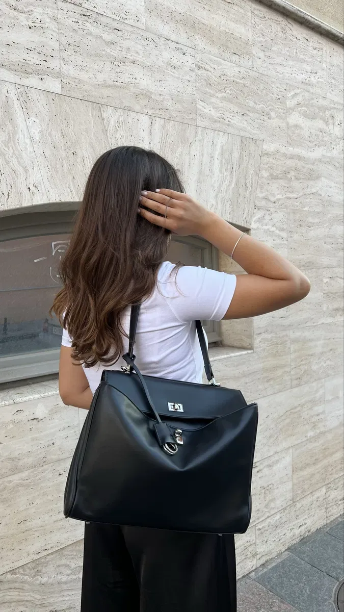 Rodeo bag кожаная сумка в стиле balenciaga, черная, сумка баленсиага — фото 7