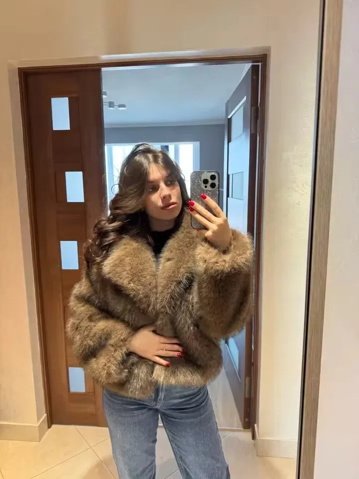 Розкішна шуба в шоколадному кольорі еко шуба в топ якості Zara — фото 4