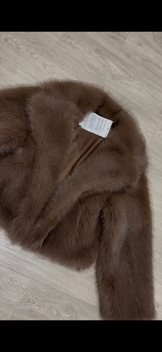 Розкішна шуба в шоколадному кольорі еко шуба в топ якості Zara — фото 7