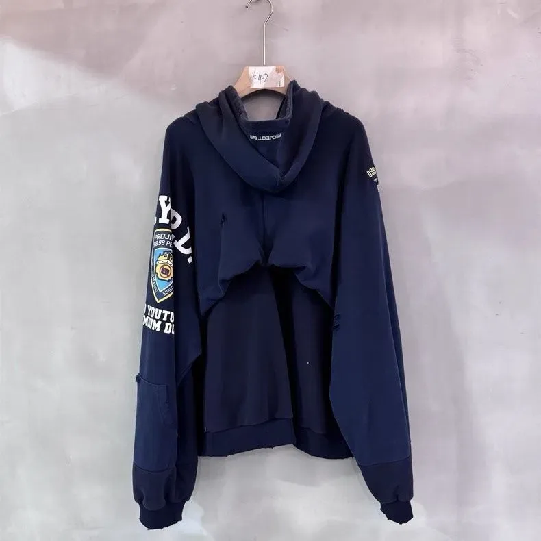 ‼️РОЗПРОДАЖ‼️Кофта Grailz Project G/R Navy hoodie кофта худи сіра худі grey distressed sk8 y2k archive opium zip hoodie vintage — фото 2