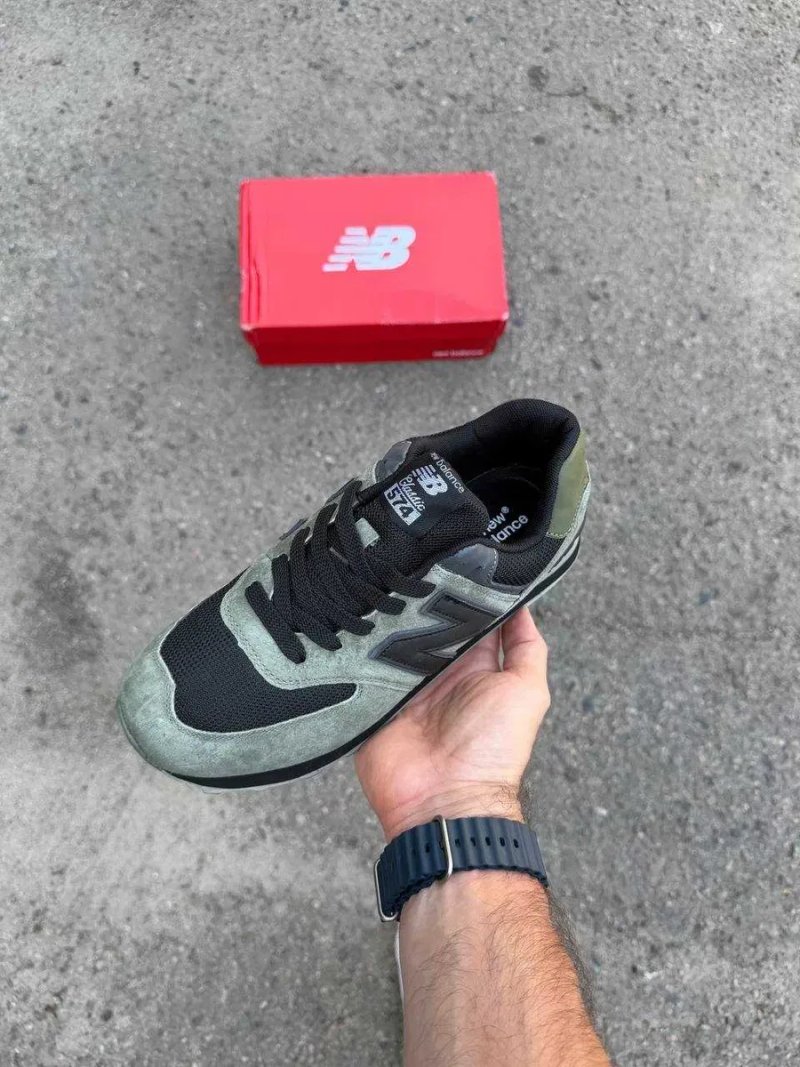 Розпродаж ! р. 43, 45 Кросівки New Balance 574 Khaki Black — чоловічі Нью Беланс 574 хакі, замшеві, дихаючі, легкі — фото 3