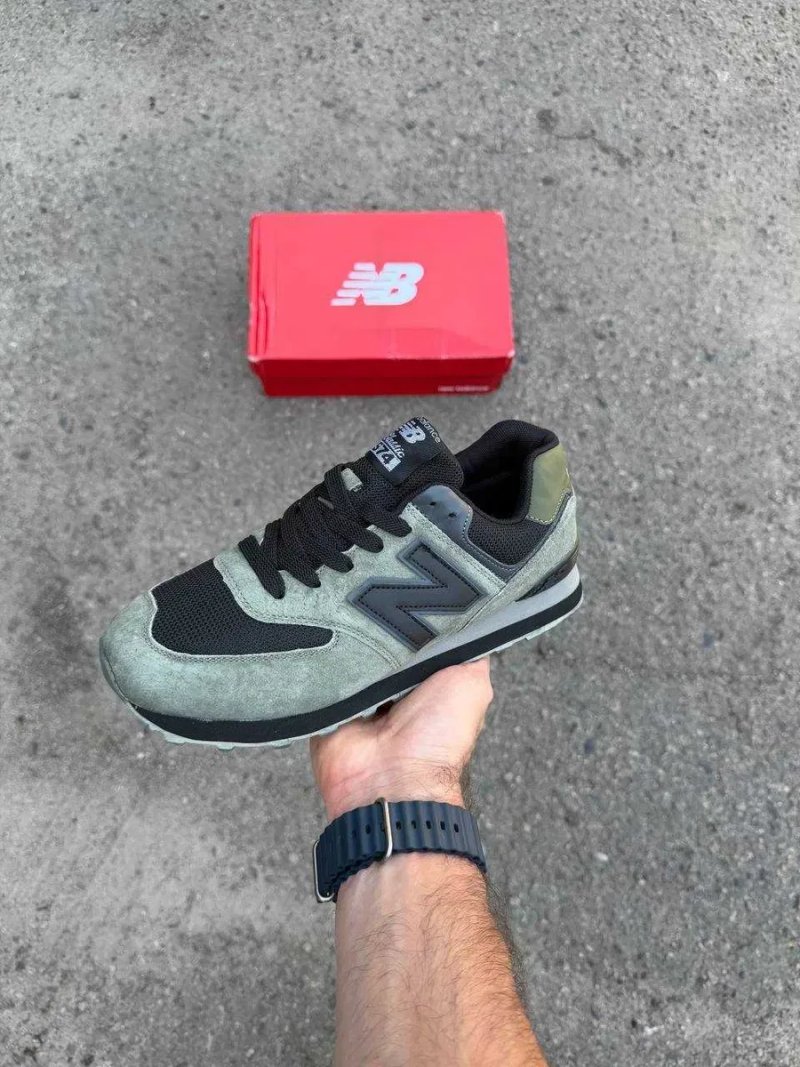 Розпродаж ! р. 43, 45 Кросівки New Balance 574 Khaki Black — чоловічі Нью Беланс 574 хакі, замшеві, дихаючі, легкі — фото 4