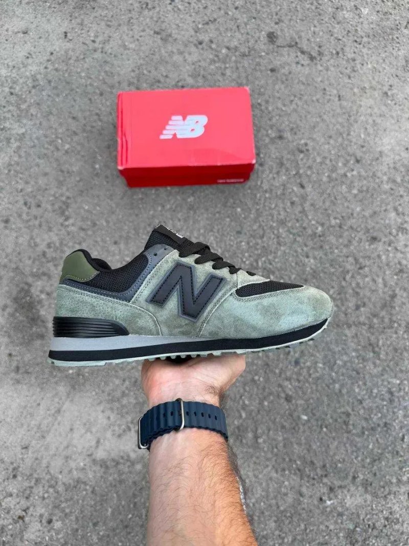Розпродаж ! р. 43, 45 Кросівки New Balance 574 Khaki Black — чоловічі Нью Беланс 574 хакі, замшеві, дихаючі, легкі — фото 5