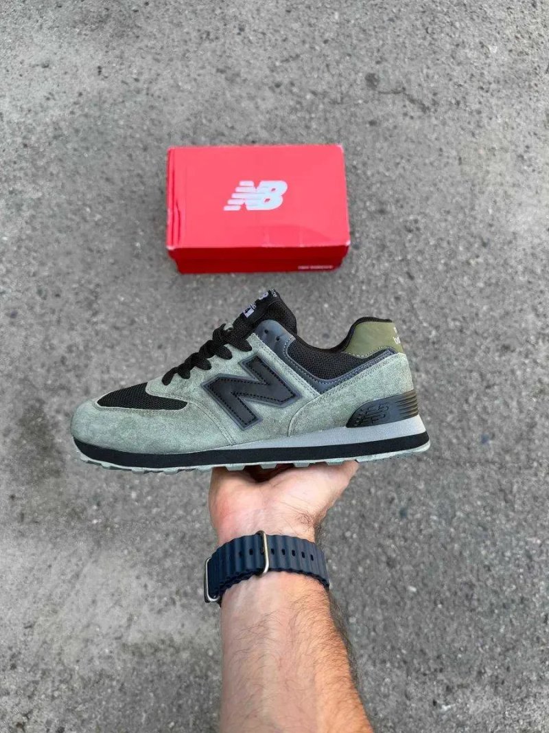 Розпродаж ! р. 43, 45 Кросівки New Balance 574 Khaki Black — чоловічі Нью Беланс 574 хакі, замшеві, дихаючі, легкі — фото 6