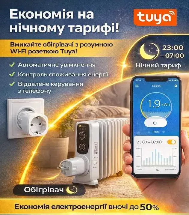 Розумна Wi-Fi розетка Tuya 20A | Смарт розетка | Таймер | Моніторинг | Alexa Google | Нічний тариф — фото 4