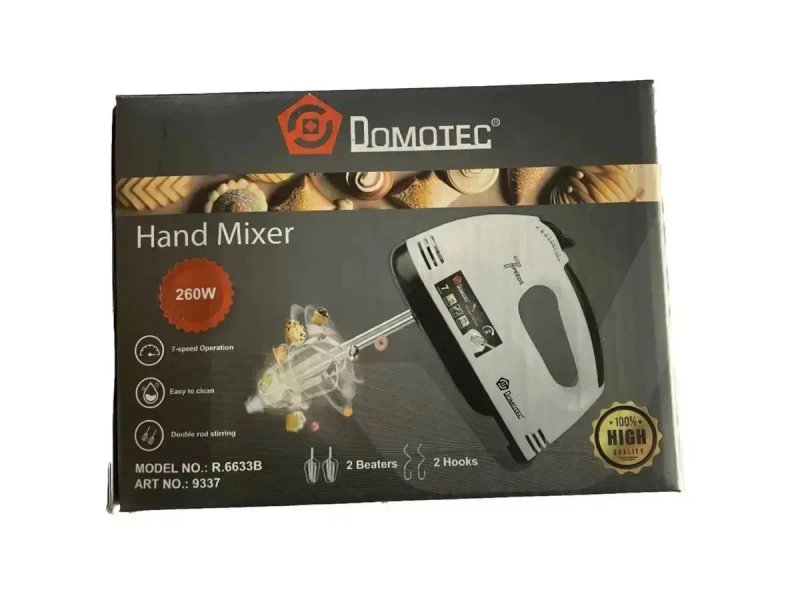 Ручний міксер Domotec R6633B 260W, електричний кухонний 2 насадки — фото 6