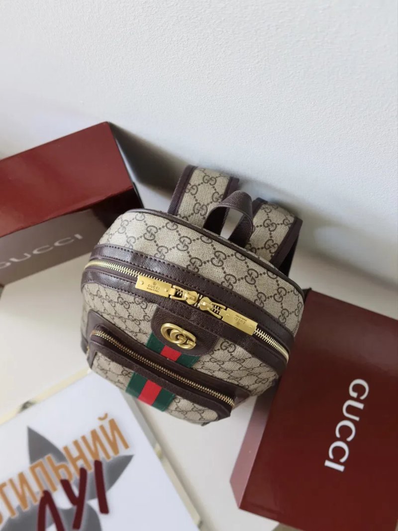 Рюкзачок жіночий Gucci шкіряний натуральна шкіра рюкзак женский гуччи GG сумка купить — фото 2