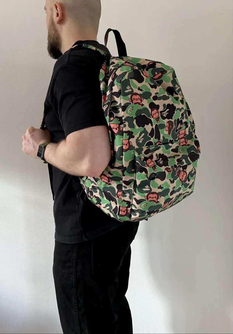 Рюкзак Bape Milo бейп Сумка  портфель AAPE для школи в подарунок Стікери Bape та брелок — фото 2