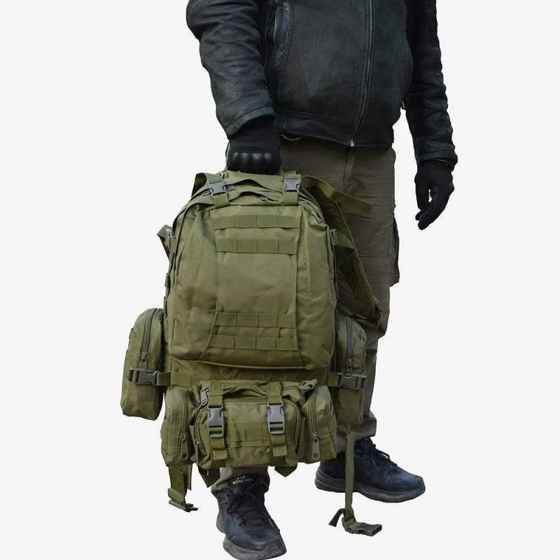 Рюкзак тактичний 60L Тактичний рюкзак Туристичний рюкзак та підсумки Олива та Чорний Військовий рюкзак з підсумками ЗСУ Армійський рюкзак‼️ — фото 6