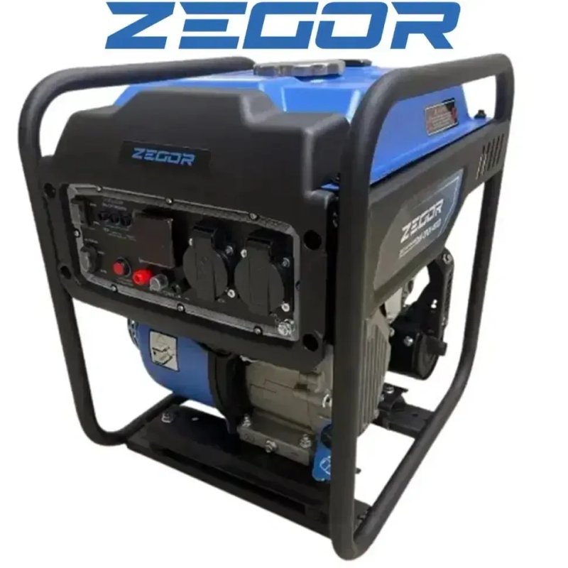 С Газом с завода ! 4500D Лучшая цена!  Генератор бензиновый инверторный Zegor DIN-OPEN4500D 4,0-4,5 кВт, ручной стартер (бензин, газ) — фото 2