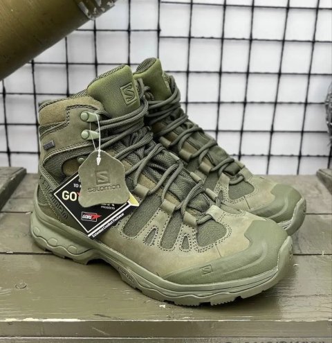 Salomon Quest 4D GTX Forces 2 Olive Gore-Tex | Тактические ботинки Саломон Олива | Военные берцы | Трекинговые