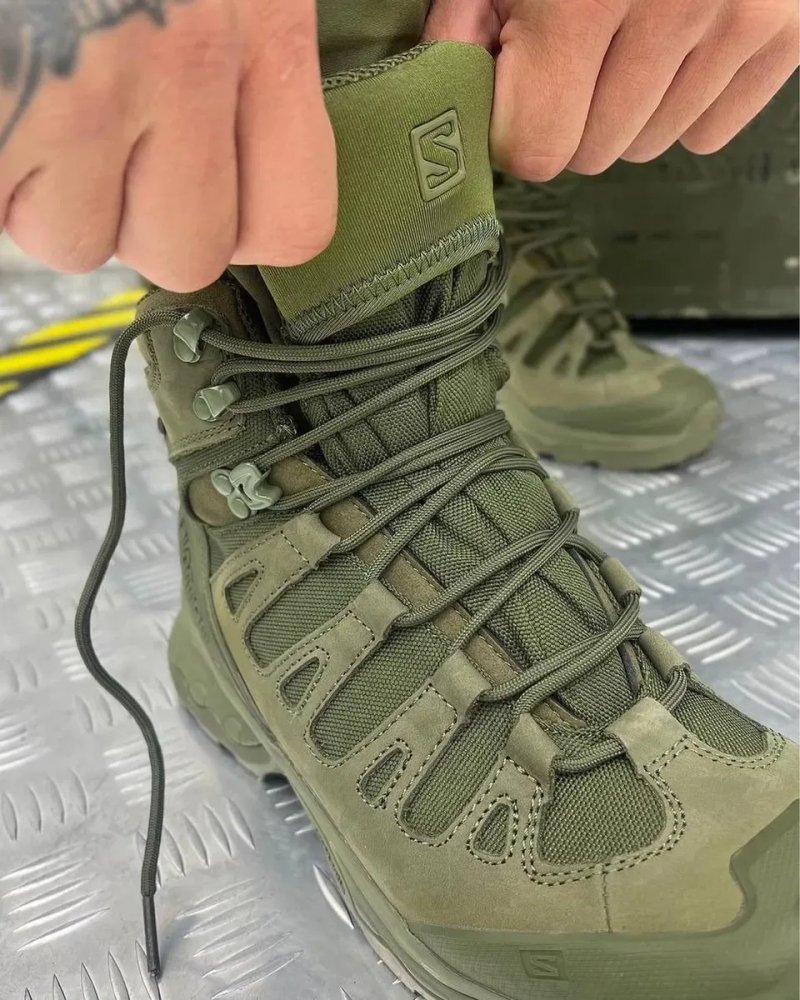 Salomon Quest 4D GTX Forces 2 Olive Gore-Tex | Тактические ботинки Саломон Олива | Военные берцы | Трекинговые — фото 3