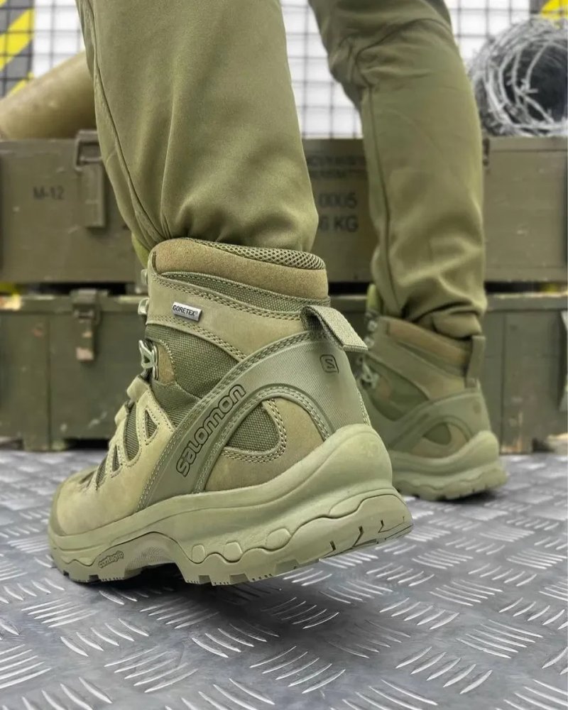 Salomon Quest 4D GTX Forces 2 Olive Gore-Tex | Тактические ботинки Саломон Олива | Военные берцы | Трекинговые — фото 4