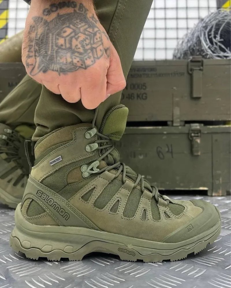 Salomon Quest 4D GTX Forces 2 Olive Gore-Tex | Тактические ботинки Саломон Олива | Военные берцы | Трекинговые — фото 5