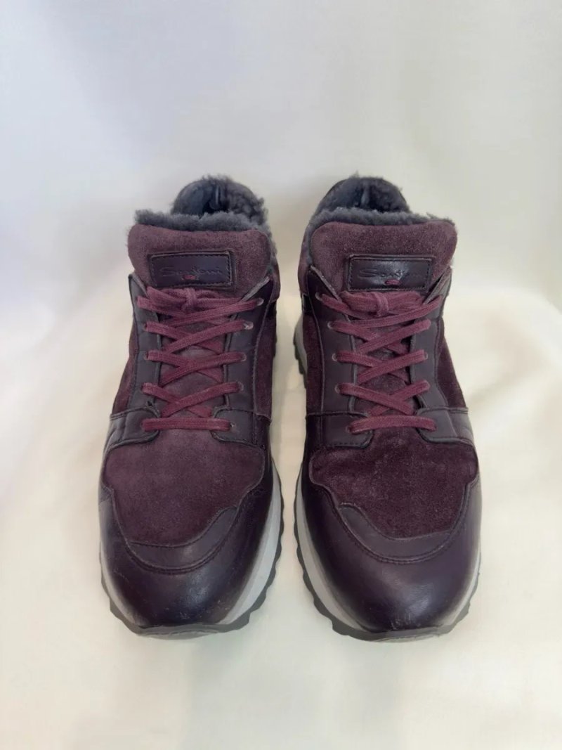 Santoni (Італія) Утеплені шкіряні кросівки на хутрі, р. 39.5-40 — фото 2