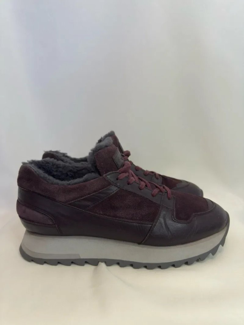 Santoni (Італія) Утеплені шкіряні кросівки на хутрі, р. 39.5-40 — фото 4