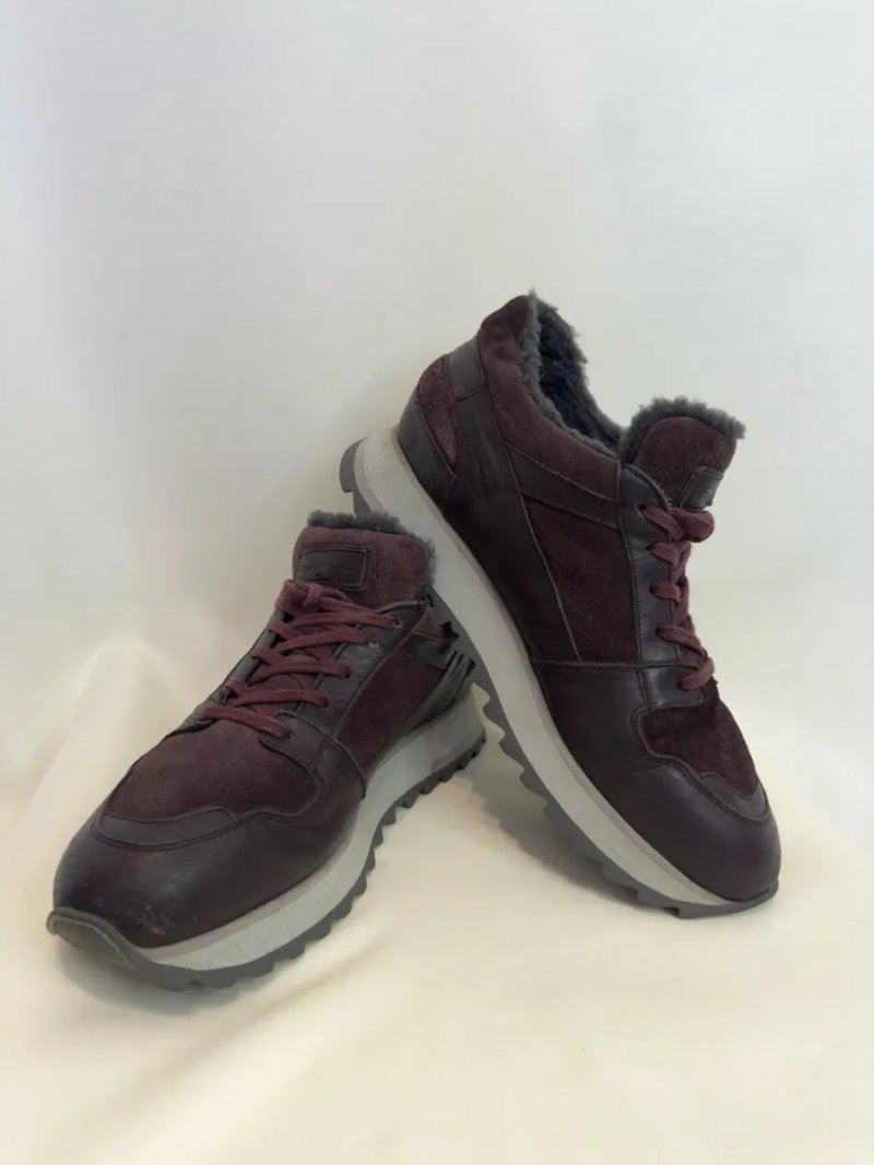 Santoni (Італія) Утеплені шкіряні кросівки на хутрі, р. 39.5-40 — фото 5