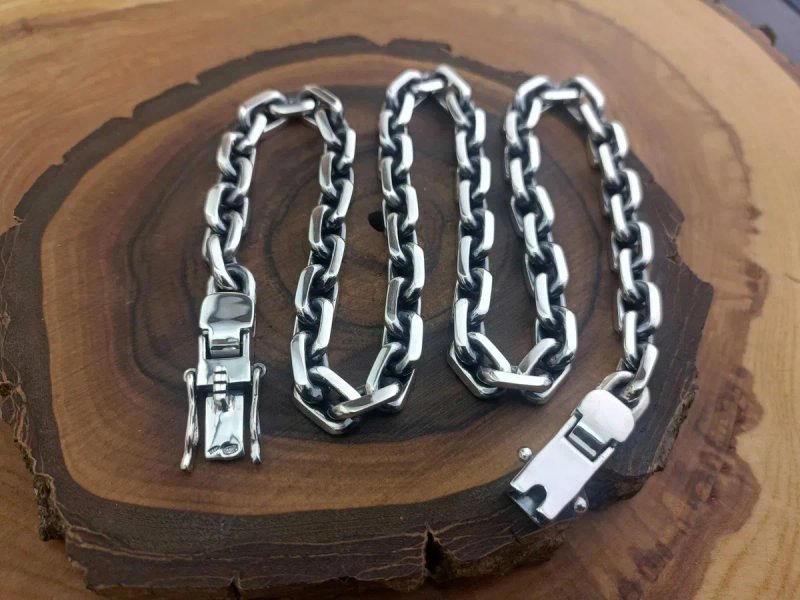 Серебряная большая цепочка Якорная, полновесная. Срібний ланцюг Якір — фото 2