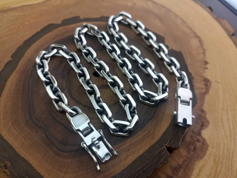 Серебряная большая цепочка Якорная, полновесная. Срібний ланцюг Якір — фото 3