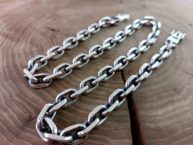 Серебряная большая цепочка Якорная, полновесная. Срібний ланцюг Якір — фото 5