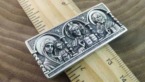 Серебряная икона водителя оберег молитва. Срібний оберіг водія амулет