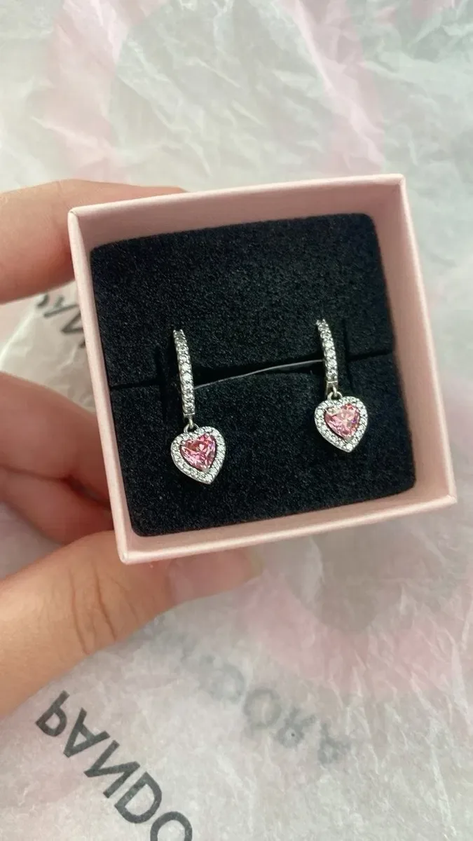 Сережки Pandora Серце з блискучим ореолом / Срібні сережки Пандора — фото 3