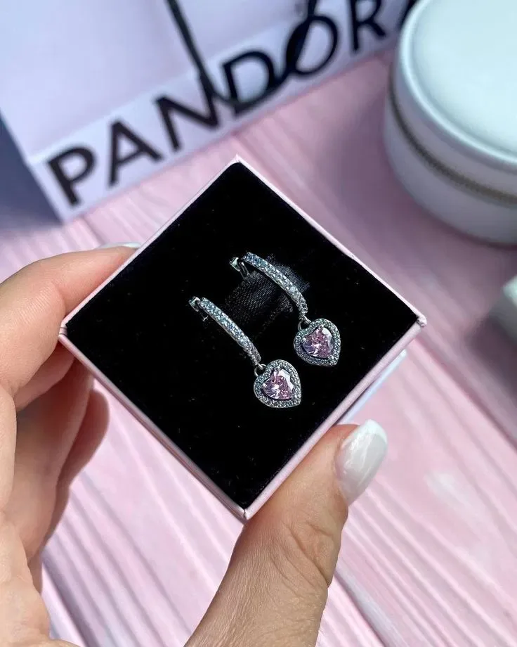 Сережки Pandora Серце з блискучим ореолом / Срібні сережки Пандора — фото 4