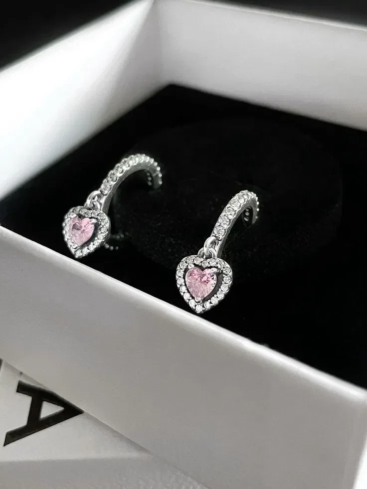 Сережки Pandora Серце з блискучим ореолом / Срібні сережки Пандора — фото 5