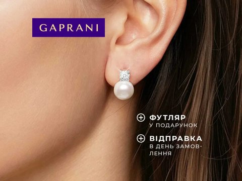 Сережки срібні з перлами, діамантами (муасанітами) та платиновим покриттям. Два сертифікати на камені в комплекті. Пусети 925 (оригінальне срібло)
