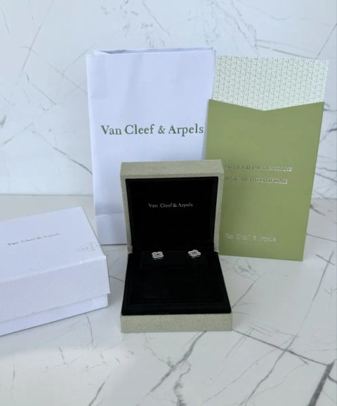 Сережки Van Cleef & Arpels, срібло 999 проби гіпоалергенні, не темніють, серьги ван клиф, кульчики, гвоздики, пусети, пусеты, серебро
