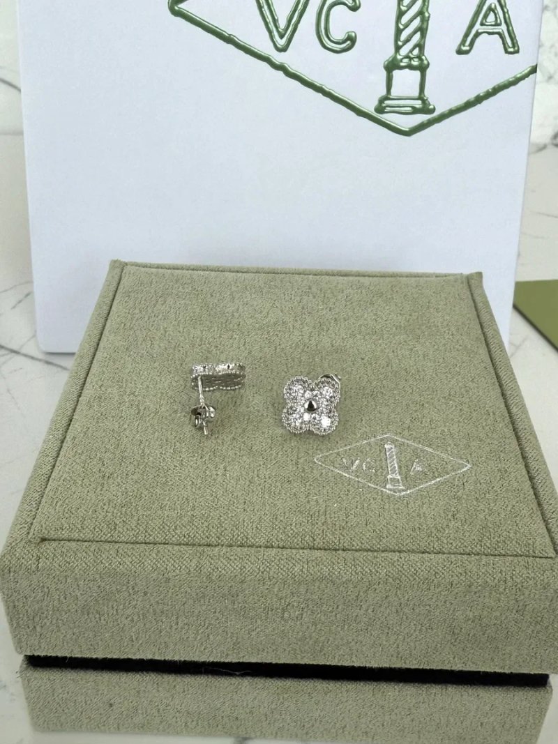 Сережки Van Cleef & Arpels, срібло 999 проби гіпоалергенні, не темніють, серьги ван клиф, кульчики, гвоздики, пусети, пусеты, серебро — фото 2