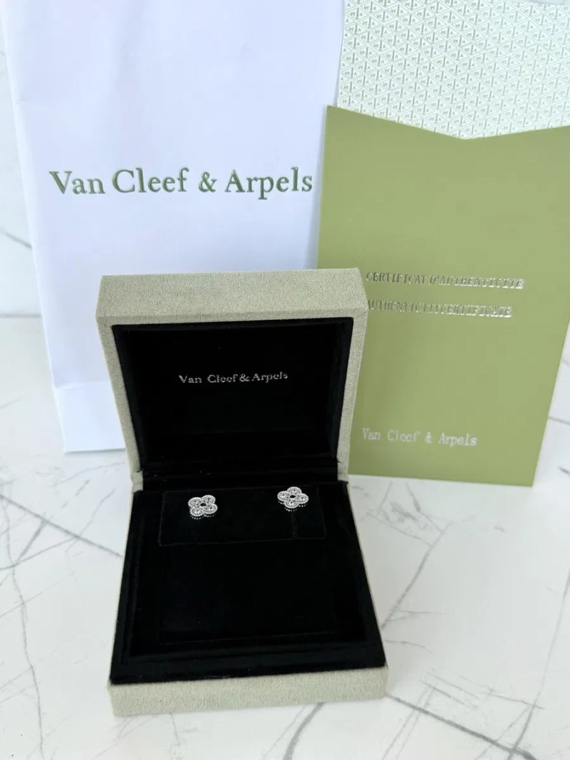 Сережки Van Cleef & Arpels, срібло 999 проби гіпоалергенні, не темніють, серьги ван клиф, кульчики, гвоздики, пусети, пусеты, серебро — фото 3