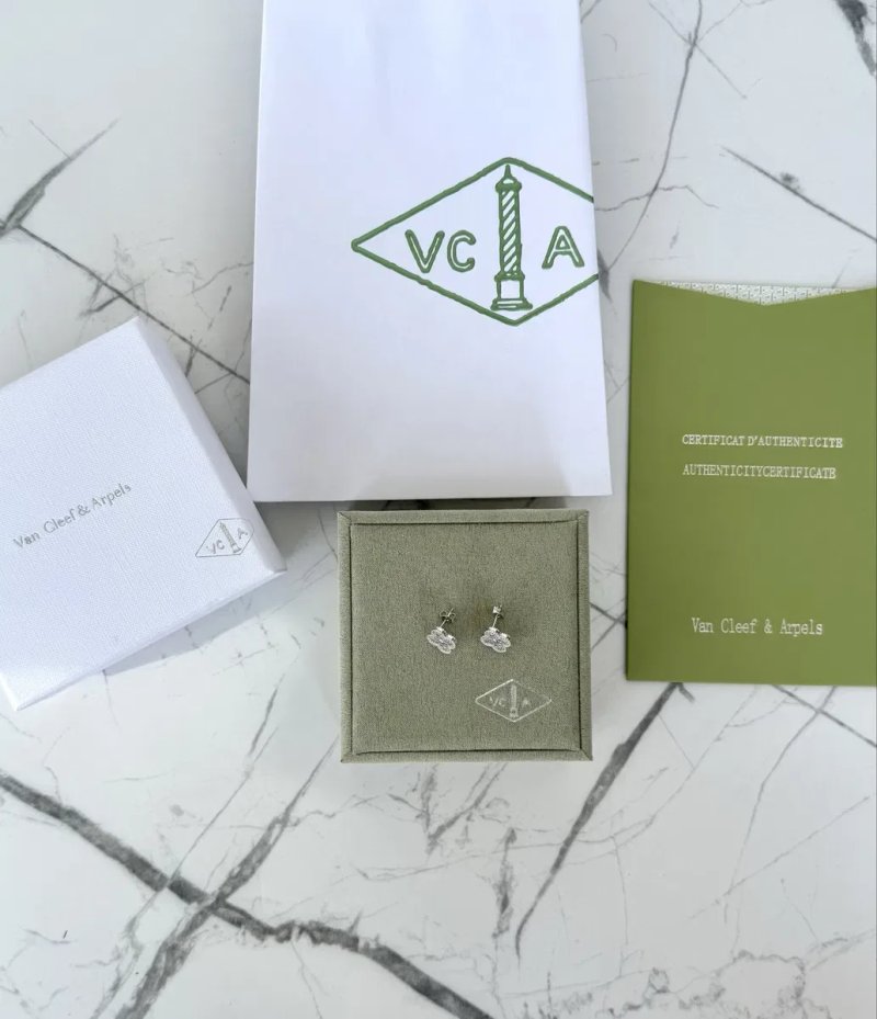 Сережки Van Cleef & Arpels, срібло 999 проби гіпоалергенні, не темніють, серьги ван клиф, кульчики, гвоздики, пусети, пусеты, серебро — фото 4