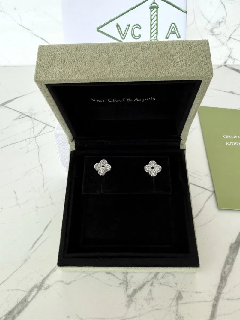 Сережки Van Cleef & Arpels, срібло 999 проби гіпоалергенні, не темніють, серьги ван клиф, кульчики, гвоздики, пусети, пусеты, серебро — фото 5