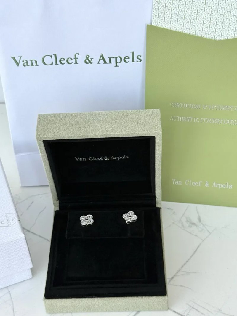 Сережки Van Cleef & Arpels, срібло 999 проби гіпоалергенні, не темніють, серьги ван клиф, кульчики, гвоздики, пусети, пусеты, серебро — фото 6