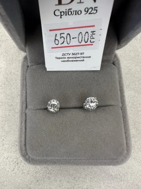 Сережки з муасанітами лабораторний діамант 0,5 Ct