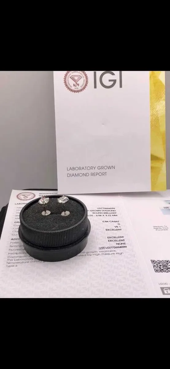 Серьги(гвоздики) белое золото бриллианты 1.67ct диаметр по 6 мм сертификат — фото 4