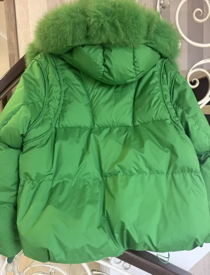 Шикарная пуховая куртка с мехом | Luxury Green |  ,эффектный зимний образ — фото 2