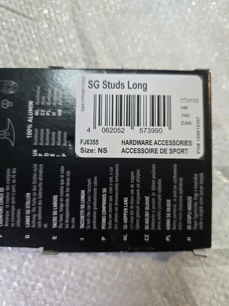 Шипи для футбольного взуття adidas SG Studs Long 12 шт Silver (FJ6355) — фото 5
