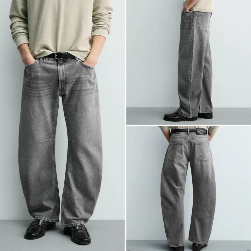 Широкі Джинси ZARA Barrel Fit Оригінал Широкие Джинсы Мужские Чорні Сині Черные Голубые — фото 3
