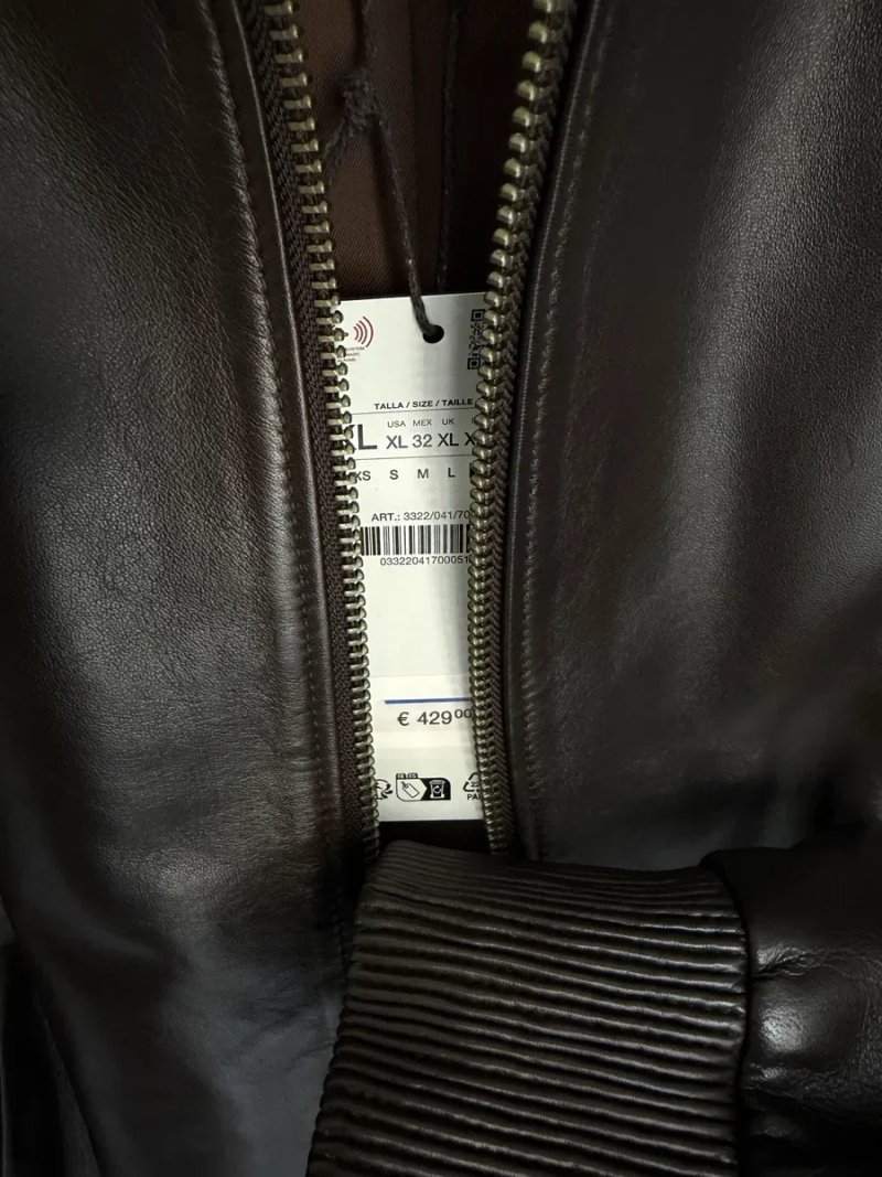 Шкіряна куртка бомбер Zara 100% шкіра ягня — фото 8