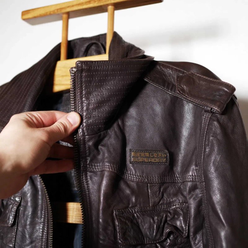 Шкіряна куртка Superdry Ryan Leather Motorcycle Jacket М розм оригінал — фото 2